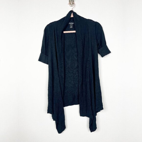 2/$30 White House Black Market Open Draped Cardigan Short Sleeve Black #8732 - Picture 1 of 6